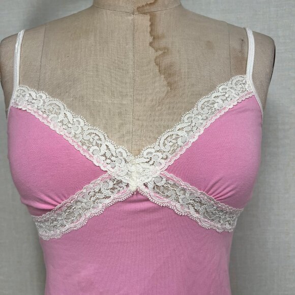 EUC Vintage 2004 Pink by Victoria's Secret Lace Trim Tank Top Size Small - Picture 2 of 6
